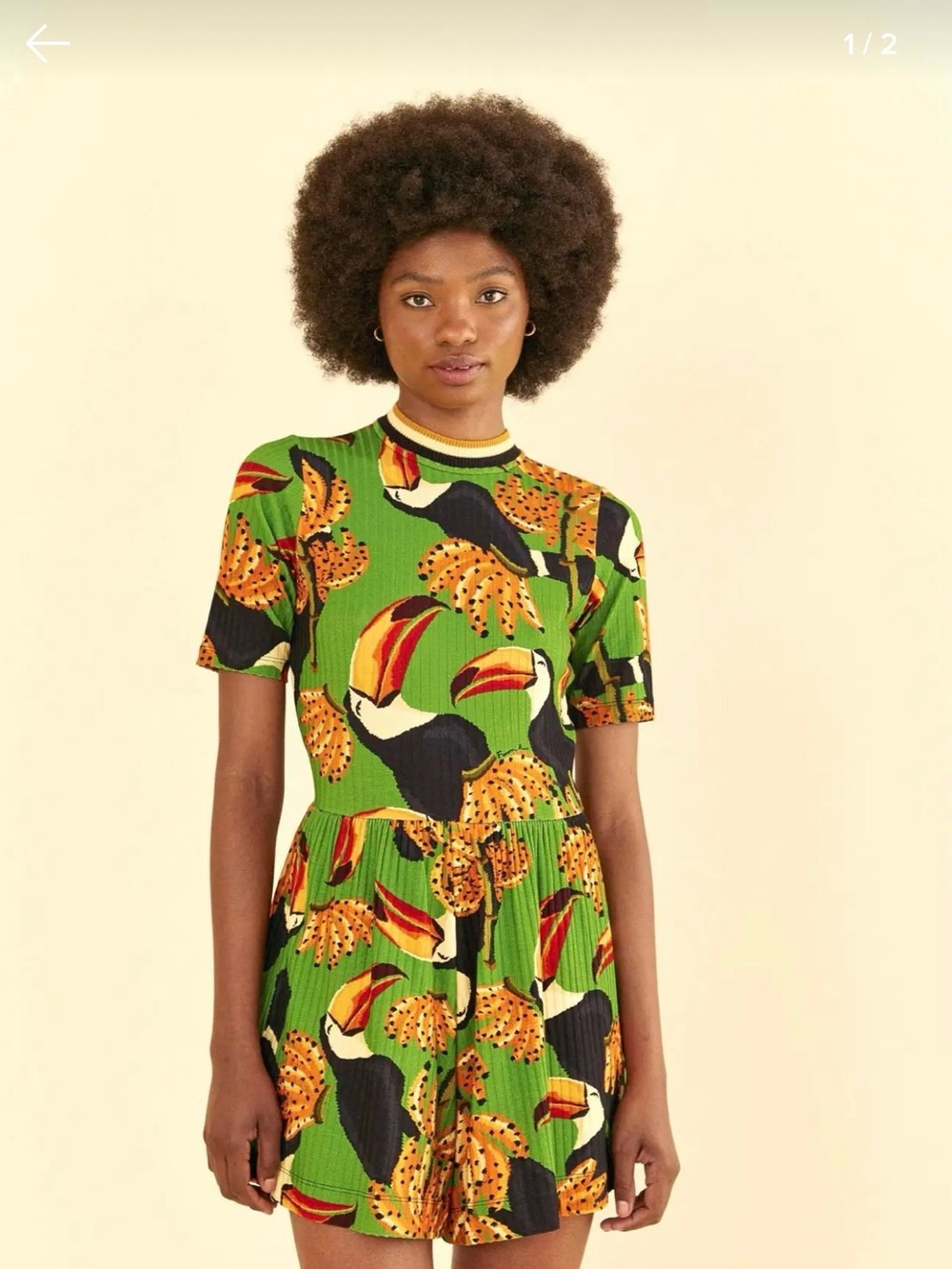 FARM Rio Green Toucan Banana Romper